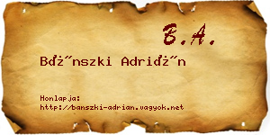 Bánszki Adrián névjegykártya
